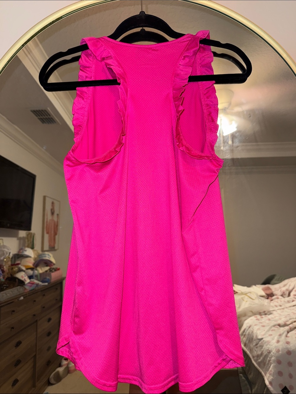 SSYS Hot Pink Ruffle Racerback Active Tank Top - Picture 4 of 6